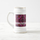 マゼンタのデジタルフラクタルパターン ビールジョッキ (左)