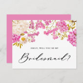 マゼンタのハイドランジア　あなたは私のブライズメイドになってくれますか カード (正面/裏面)