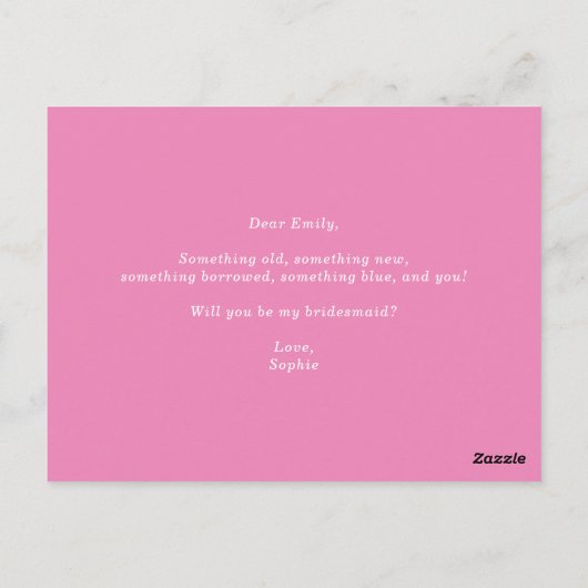 マゼンタのハイドランジア　あなたは私のブライズメイドになってくれますか カード (裏面)