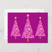 マゼンタのフローラモダンクリスマスツリー シーズンポストカード (正面/裏面)