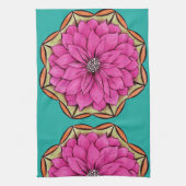 マゼンタのポインセチアのデザイン キッチンタオル (縦)