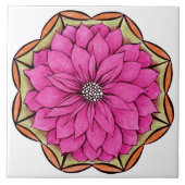 マゼンタのポインセチアのデザイン タイル (正面)