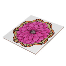 マゼンタのポインセチアのデザイン タイル