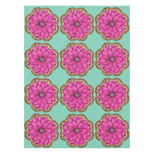 マゼンタのポインセチアのデザイン テーブルクロス (正面)