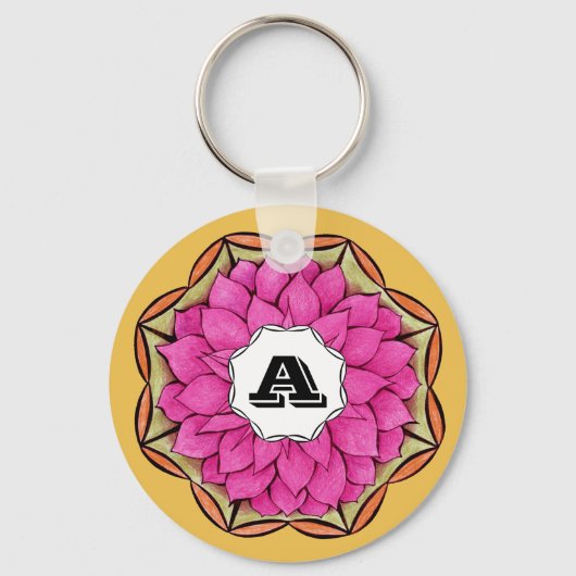 マゼンタのモダンなポインセチア キーホルダー (正面)