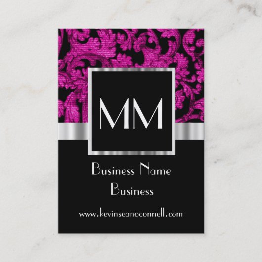 マゼンタのモノグラムのなダマスク織 名刺 (正面)