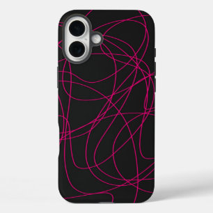 マゼンタのラインアート(黒) iPhone 16 PLUSケース