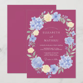 マゼンタの夏の結婚式 招待状 (正面/裏面)