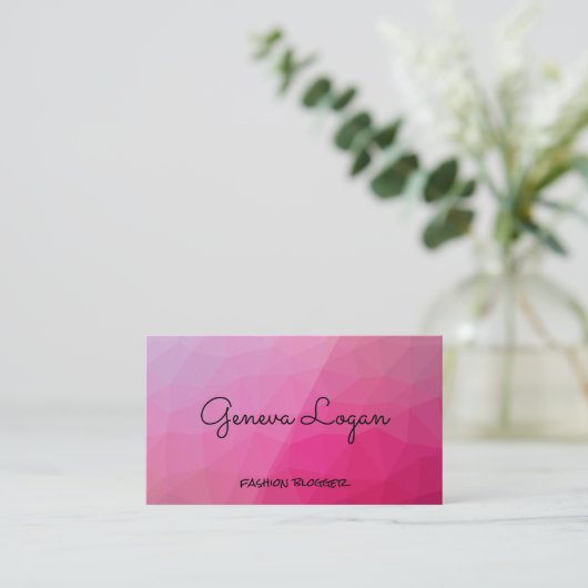 マゼンタの幾何学的な背景 名刺 (スタンド正面)