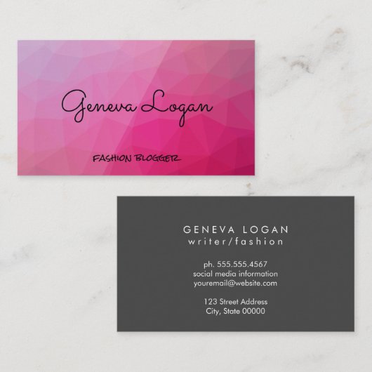 マゼンタの幾何学的な背景 名刺 (正面/裏面)