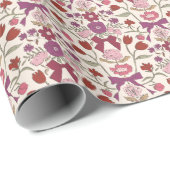 マゼンタの弓と花のパターン ラッピングペーパー (ロールコーナー)