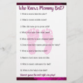 マゼンタの弓と足跡ガールベビーシャワーゲーム チラシ (裏面)