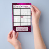 マゼンタの弓と足跡ガールベビーシャワーゲーム チラシ (ハンドル)