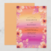 マゼンタの息を呑む夏の結婚式 招待状 (正面/裏面)