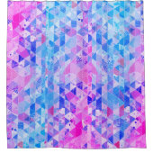 マゼンタの抽象化グラフィックス シャワーカーテン (正面)