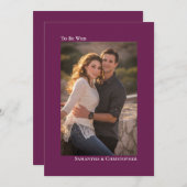 マゼンタの梅のシンプルな縦写真結婚式 招待状 (正面/裏面)