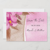 マゼンタの水の色の蘭の保存日 招待状 (正面)