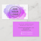 マゼンタの水彩画のブラシストロークでロゴをアップロード 名刺 (正面/裏面)