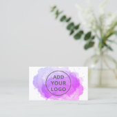 マゼンタの水彩画のブラシストロークでロゴをアップロード 名刺 (スタンド正面)