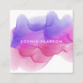 マゼンタの水彩色ブロ スクエア名刺 (正面)