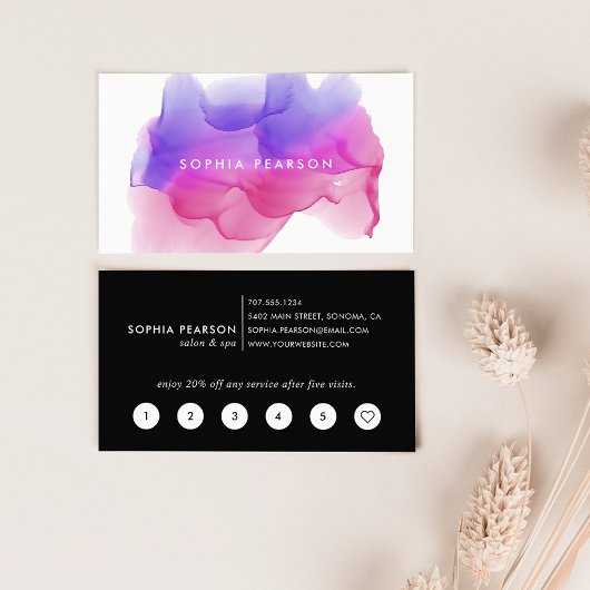 マゼンタの水彩色ブロ |ロイヤリティカード ロイヤリティカード