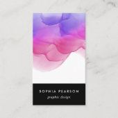 マゼンタの水彩色ブロ |垂直ソーシャルメディア 名刺 (正面)