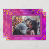 マゼンタの水色のクリスマス(金ゴールド付き) | フォト シーズンカード (正面/裏面)