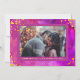 マゼンタの水色のクリスマス(金ゴールド付き) | フォト シーズンカード