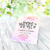 マゼンタの水葉色の結婚式日付の保存 セーブザデート