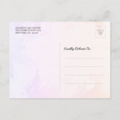 マゼンタの水葉色の結婚式日付の保存 ポストカード (裏面)