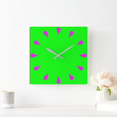 マゼンタの涙滴 スクエア壁時計 (ホーム)