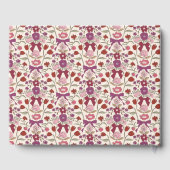 マゼンタの湾曲形と花のフローラ結婚ズ ゲストブック (裏面)