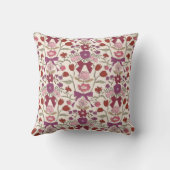 マゼンタの湾曲形と花形ボホ クッション (裏面)