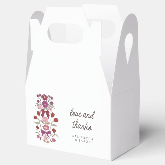 マゼンタの湾曲形花模様結婚ズ フェイバーボックス (オープン)