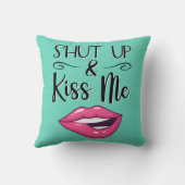 マゼンタの漫画の唇シャットアップ&キス私アクアマリン クッション (裏面)