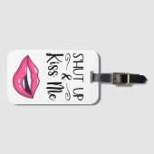 マゼンタの漫画の唇シャットダウン&キス私の白 ラゲッジタグ (正面横)