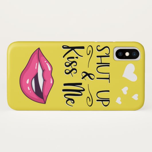 マゼンタの漫画の唇シャットダウン&キス私の黄色 Case-Mate iPhoneケース (裏面(横))