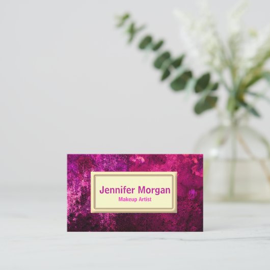 マゼンタの粋なモダンの抽象芸術の金ゴールドのメーキャップアーティスト 名刺 (スタンド正面)