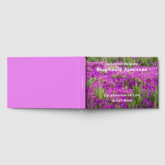 マゼンタの紫の花、人生のお祝いのフラワーアート ゲストブック (全面)