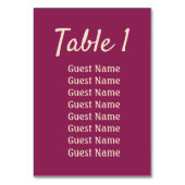マゼンタの結婚式の披露宴 テーブルナンバー (裏面)