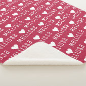 マゼンタの繰り返し名モノグラムハート シェルパブランケット (3/4)