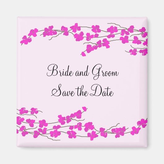 マゼンタの花で結婚式の予定を保存 マグネット (正面)