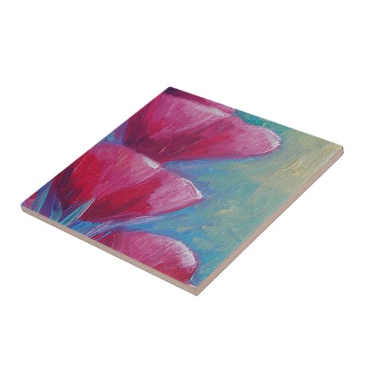 マゼンタの花のタイル タイル (側面)