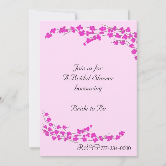 マゼンタの花のブライダルシャワー 招待状 (正面)