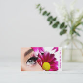 マゼンタの花のメーキャップアーティストの化粧品 名刺 (スタンド正面)