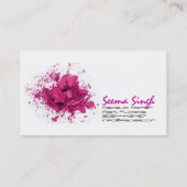 マゼンタの花のメーキャップアーティストの化粧品 名刺 (裏面)