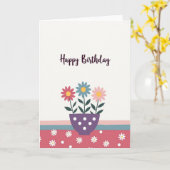 マゼンタの花の誕生日カード カード (黄色い花)