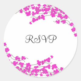 マゼンタの花のRSVP ラウンドシール
