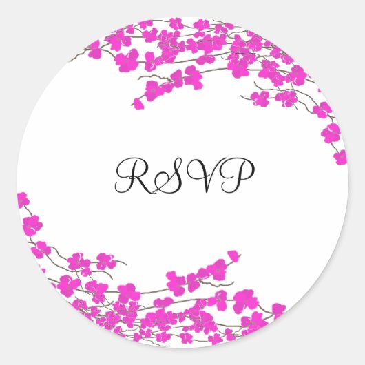 マゼンタの花のRSVP ラウンドシール (正面)