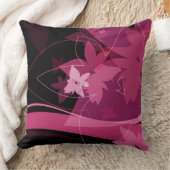 マゼンタの花パターン クッション (ブランケット)